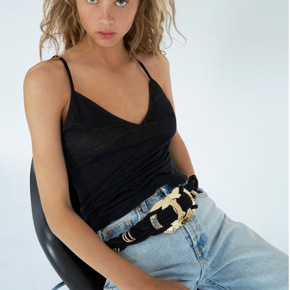 Zara sheer black womens tank top
